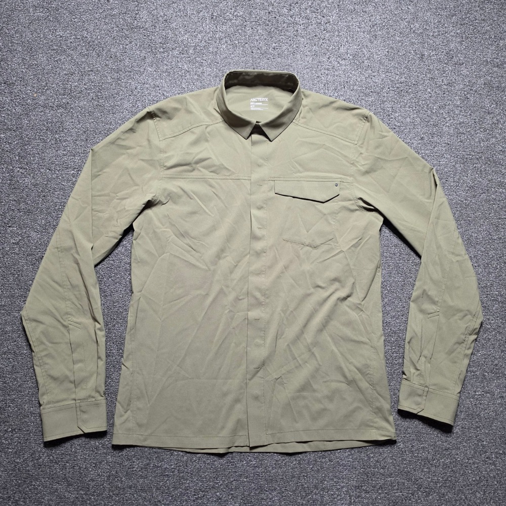 Arcteryx Skyline Long Sleeve Shirt Olive Green Mens Small Technical Button Up